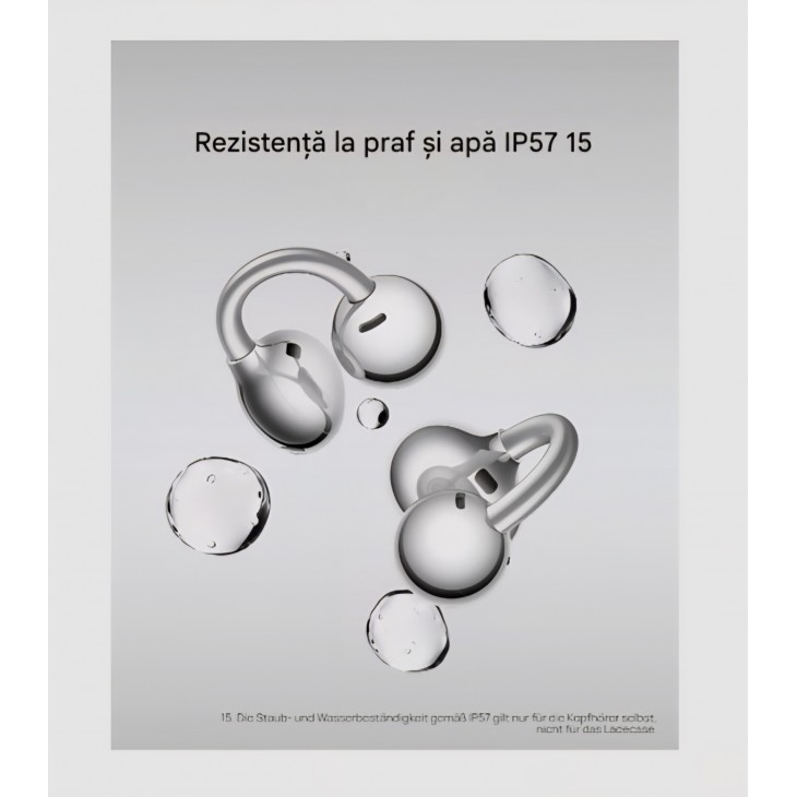 Căști wireless HUAWEI FreeClip 2 S, Open-Ear, Bluetooth, IP57, apeluri HD, compatibile iOS și Android, Silver, livrare 8-9 zile
