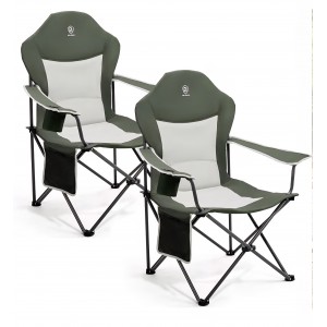 Set 2 scaune pliabile de camping, EVER ADVANCED Luxury, capacitate 160 kg, spătar înalt, confortabil, cu șezut căptușit, pentru camping, grădină și plajă, livrare 8-9 zile