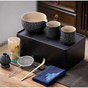 Set ceremonial pentru ceai Matcha TEANAGOO, 12 piese, bol ceramic, 2 căni, tel din bambus, sită și cutie de depozitare, livrare 7-9 zile