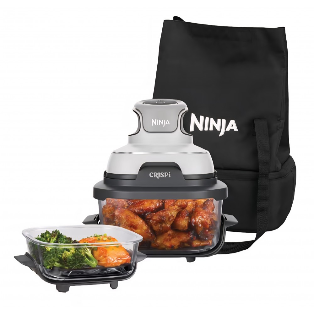 Friteuză cu aer cald portabilă Ninja CRISPi FN102EU, 4 în 1, 1700 W, recipiente din sticlă 3,8 L și 1,4 L, alb, termen livrare 7-8 zile