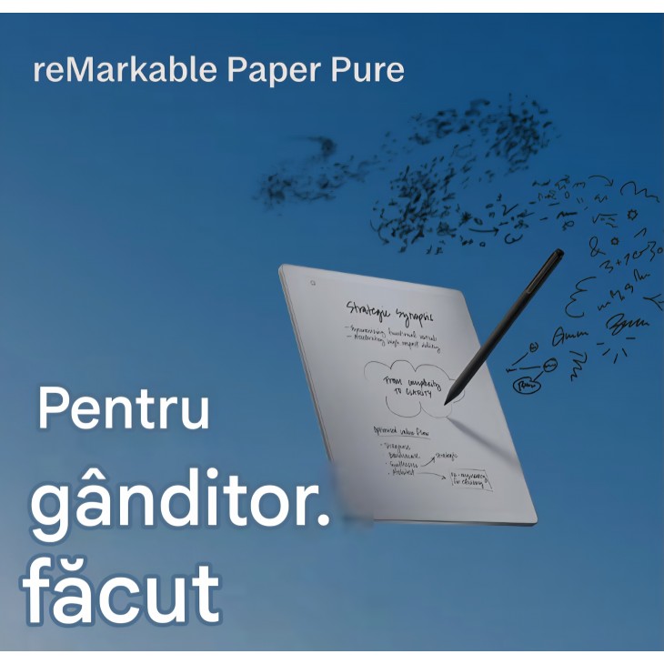 Tabletă E-Ink reMarkable Paper Pure cu Marker, ecran 10,3", pentru scris, citit și luarea notițelor, alb-negru, livrare 7-9 zile