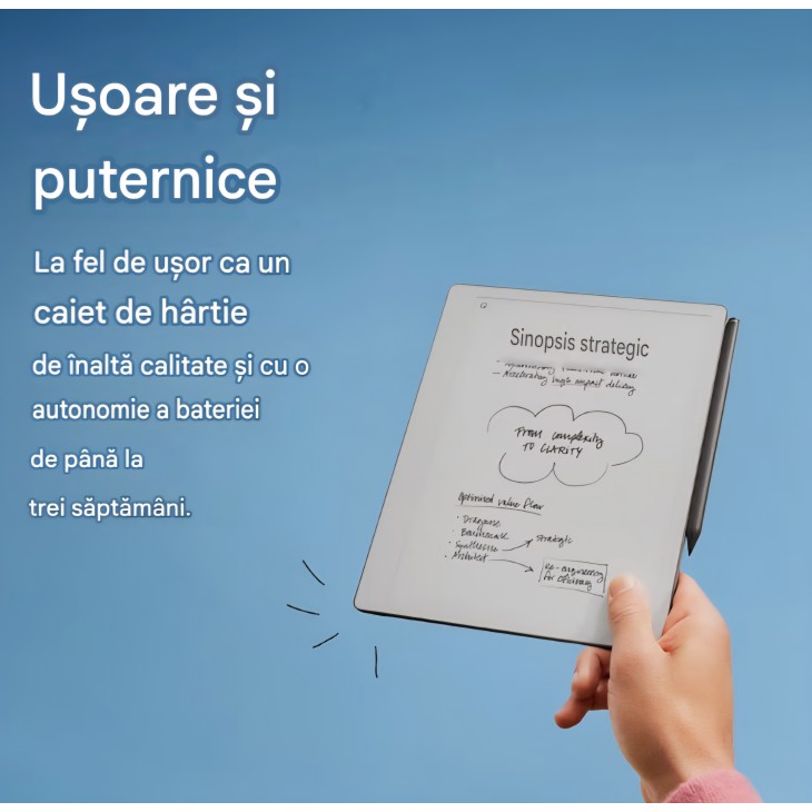 Tabletă E-Ink reMarkable Paper Pure cu Marker, ecran 10,3", pentru scris, citit și luarea notițelor, alb-negru, livrare 7-9 zile