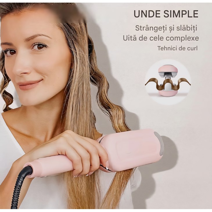 Ondulator de păr TYMO Rovy Wave, 32 mm, ceramică cu ioni, 4 trepte de temperatură, afișaj LED, protecție anti-arsură, livrare 7-9 zile