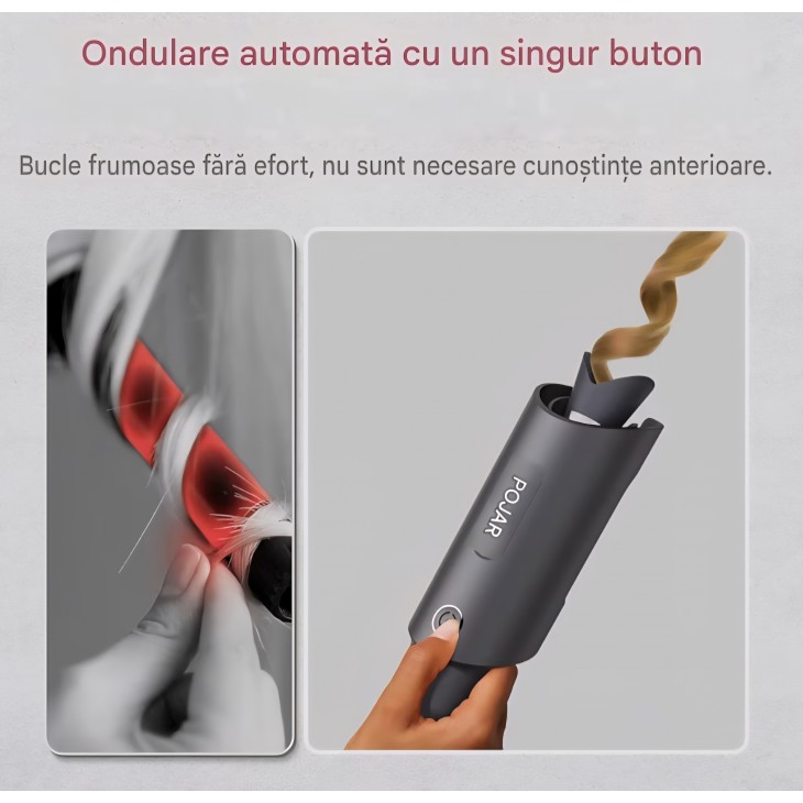 Ondulator automat TYMO CURLPRO, rotire automată, 25 mm, 3 trepte de temperatură, 160-210°C, pentru bucle definite și beach waves, livrare 7-9 zile