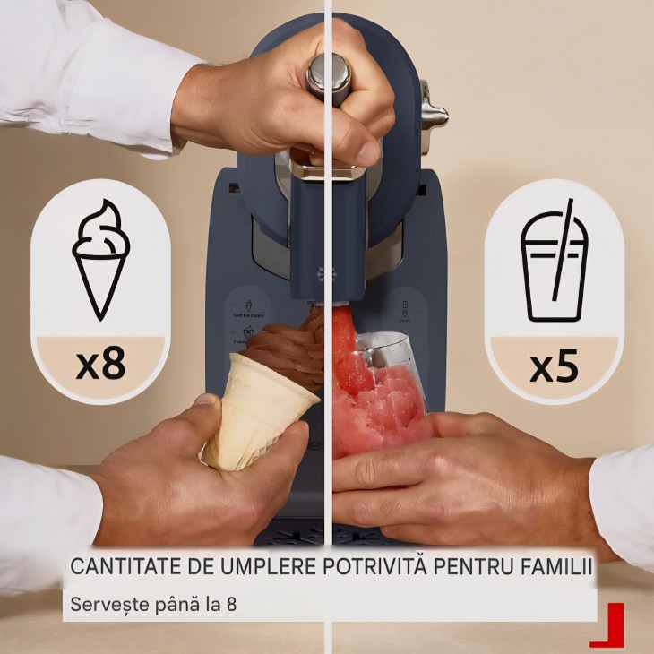 Aparat pentru granita, înghețată și deserturi reci Tefal Freezi IG8024E0, 16 programe, funcție Soft Ice, capacitate mare, termen livrare 7-8 zile