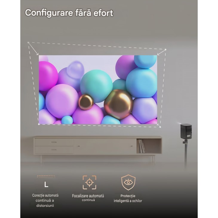 Videoproiector portabil XGIMI MoGo 2 Pro (New), Full HD 1080p, 430 ISO lumeni, Google TV, Netflix licentiat, Dolby Audio 2 x 8 W, suport multi-unghi, proiectie pe tavan, livrare 7-9 zile