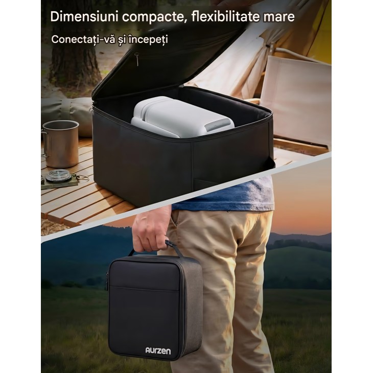 Videoproiector portabil Aurzen D1 Air Smart, Full HD 1080p, Netflix, HDR10, suport 4K, Dolby Audio 16 W, USB-C, Wi-Fi, Bluetooth, focalizare automată TOF, corecție Keystone, Alb, livrare 7-9 zile