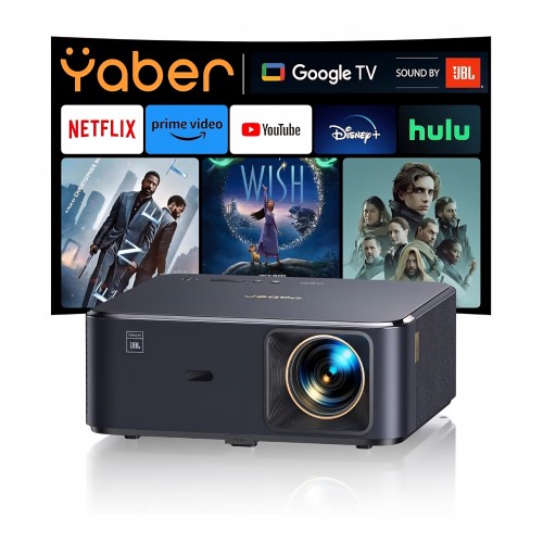 Videoproiector YABER K2s, Full HD 1080p, Android TV 11.0, JBL, Dolby Audio, NFC, Wi-Fi 6, Bluetooth, Keystone automat, proiectie pana la 300", livrare 7-9 zile