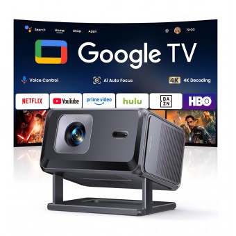 Videoproiector Smart TOPTRO TP3, Full HD 1080p, suport 4K, Google TV, aplicatii oficiale, autofocus, corectie Keystone, Wi-Fi, Bluetooth, suport rotativ, livrare 7-9 zile