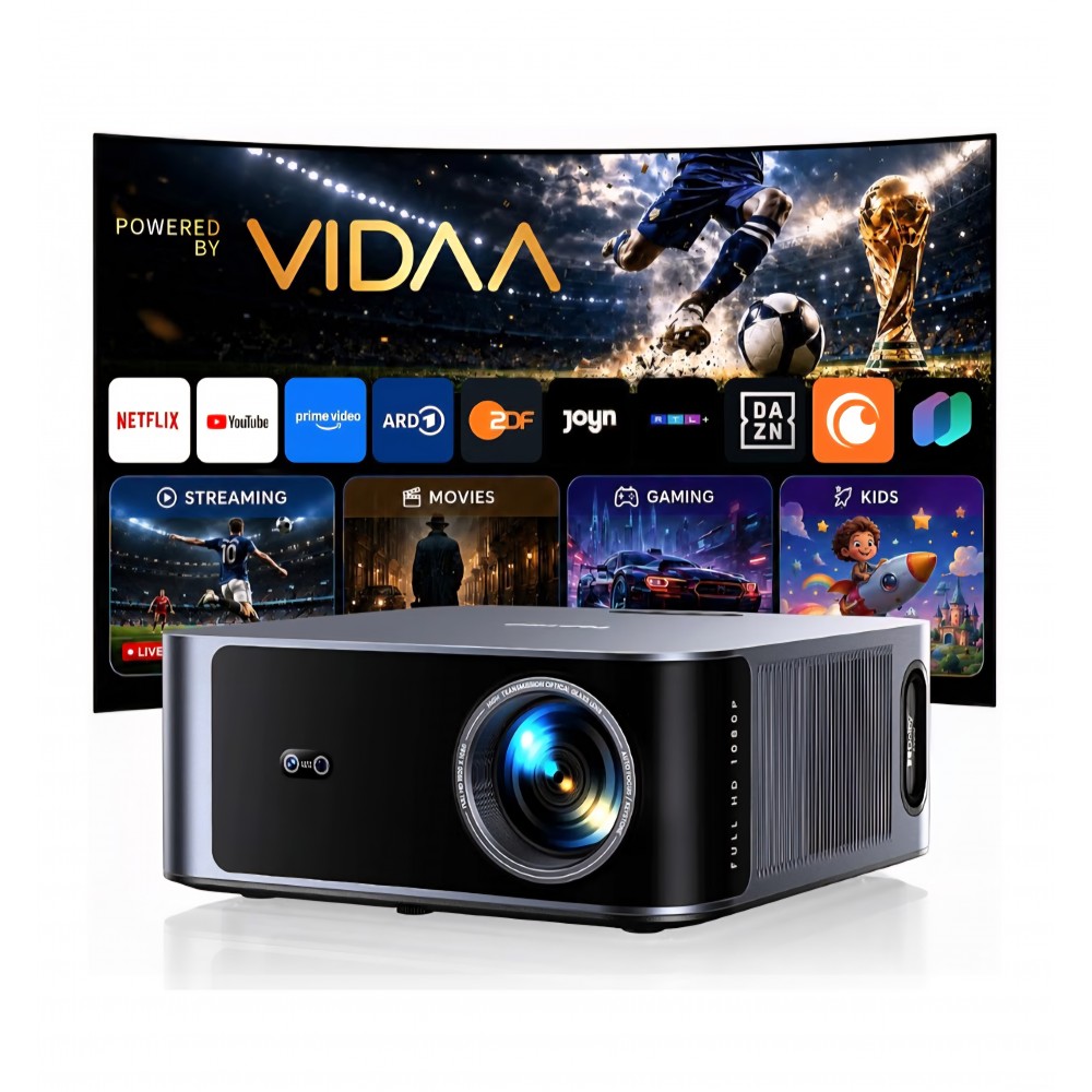 Videoproiector Smart TOPTRO TP09, 4K, Full HD 1080p, 2000 ANSI lumeni, VIDAA OS, Netflix, Dolby Audio, HDR10, Autofocus, Keystone automat, control vocal livrare 7-9 zile