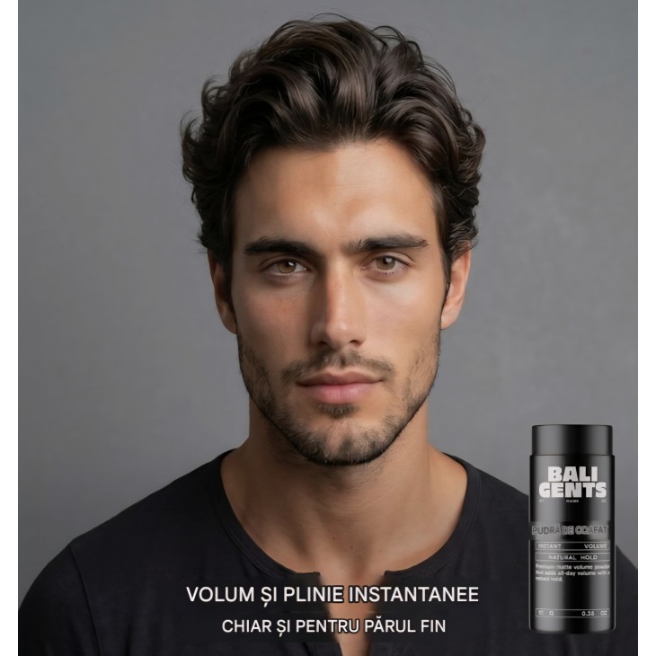 Set de styling pentru par barbati Bali Gents Styling Heroes Bundle – Pasta mata, pudra pentru volum si spray cu sare de mare, 100 ml + 10 g + 175 ml, livrare 7-8 zile