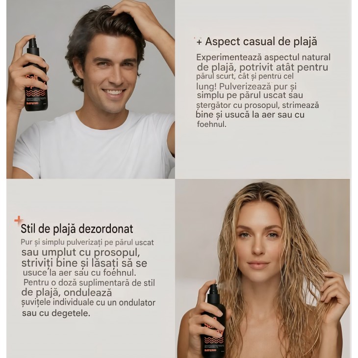 Spray cu sare de mare pentru par IMPERIO Sea Salt Spray, 250 ml – textura, volum si beach waves, fara silicon si sulfati, livrare 7-8 zile
