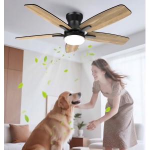 Ventilator de tavan cu iluminare Airwit, 106 cm, silentios, 6 trepte de ventilatie, motor DC reversibil, lumina reglabila, timer, livrare 7-9 zile