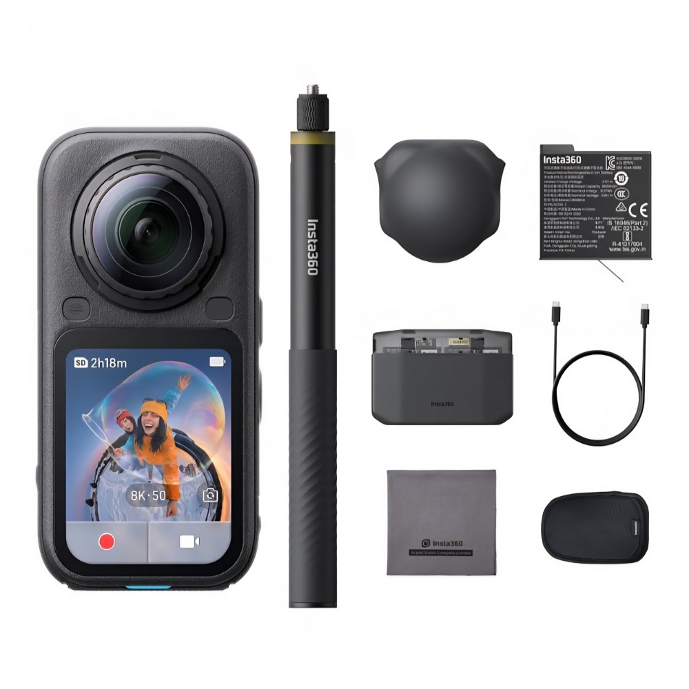Camera video 360° Insta360 X6 Essentials Bundle, 8K, senzori 1/1.1", obiective interschimbabile, AI Triple Chip, autonomie pana la 140 min, livrare 7-8 zile