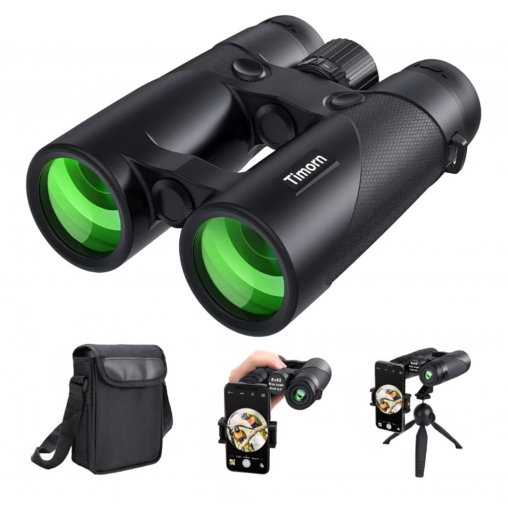 Binoclu profesional, Timorn 8x42, lentile FMC, camp vizual Larg, Impermeabil si Usor, pentru Observarea Pasarilor, Drumetii si Calatorii, livrare 7-9 zlle