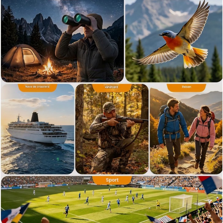 Binoclu profesional, Aurosports 20x70 HD, lentile FMC, obiectiv 70 mm, performanta imbunatatita in lumina redusa, pentru observarea pasarilor, croaziere si vanatoare, livrare 7-9 zlle