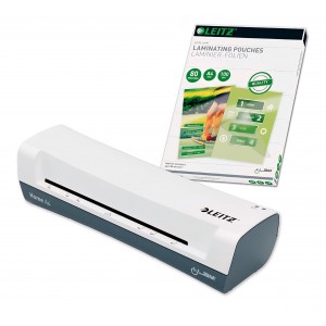 Laminator Leitz iLAM Home A4, 80 microni, 3 minute Incalzire, 75-125 microni, 100 Folii Laminare A4 Incluse, Alb, livrare 7-9 zile