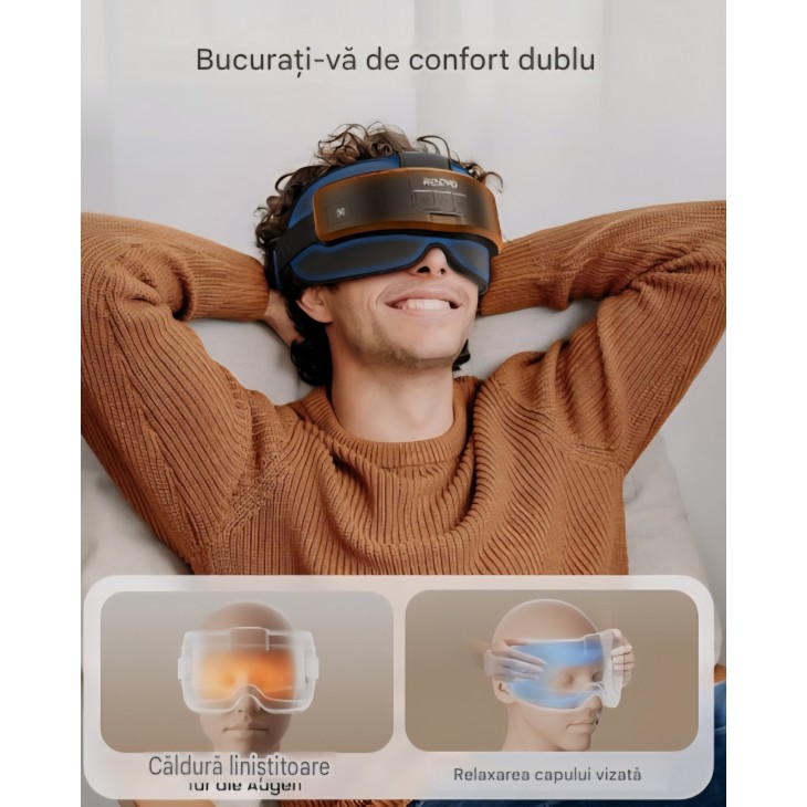 Aparat masaj cap si ochi, RENPHO, cu incalzire, masca electrica pentru ochi, masaj si relaxare, pentru oboseala oculara, termen livrare 7-8 zile