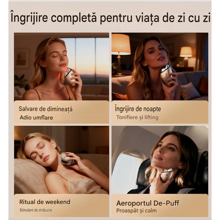 Dispozitiv Gua Sha Electric INIA GLACE pentru Fata si Gat, Terapie cu Lumina Rosie, Functie Cald si Rece, Masaj Facial, pentru Ingrijirea Zilnica a Pielii, termen livrare 7-8 zile