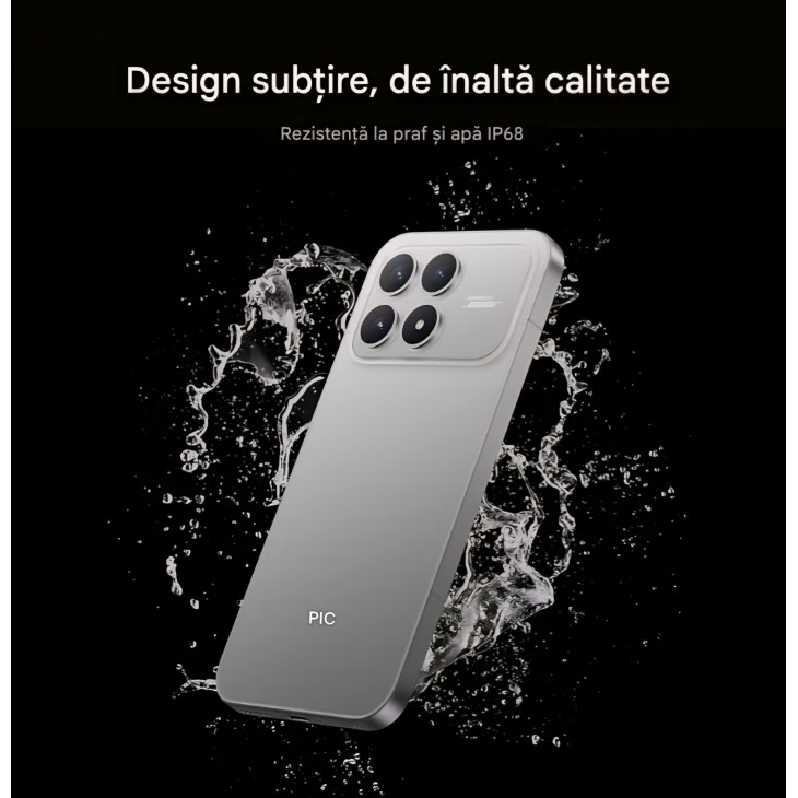 Telefon mobil, Xiaomi POCO F8 Pro, 12GB RAM 256GB, Ecran AMOLED 6.59" 120Hz, Camera Tripla 50MP cu Teleobiectiv 60mm, Baterie 6210mAh, Sunet Bose, Android, Titanium, livrare 7-9 zile