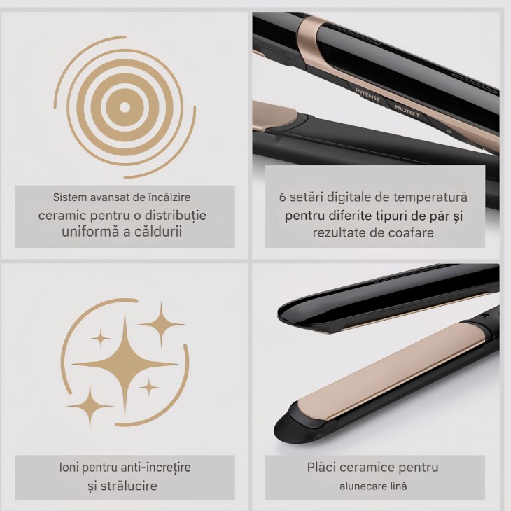 Placa de Par BaByliss Super Smooth ST393E, Tehnologie Ionica, Temperatura 140-235°C, Placi Super Smooth, Incalzire Rapida, pentru Indreptare si Coafare