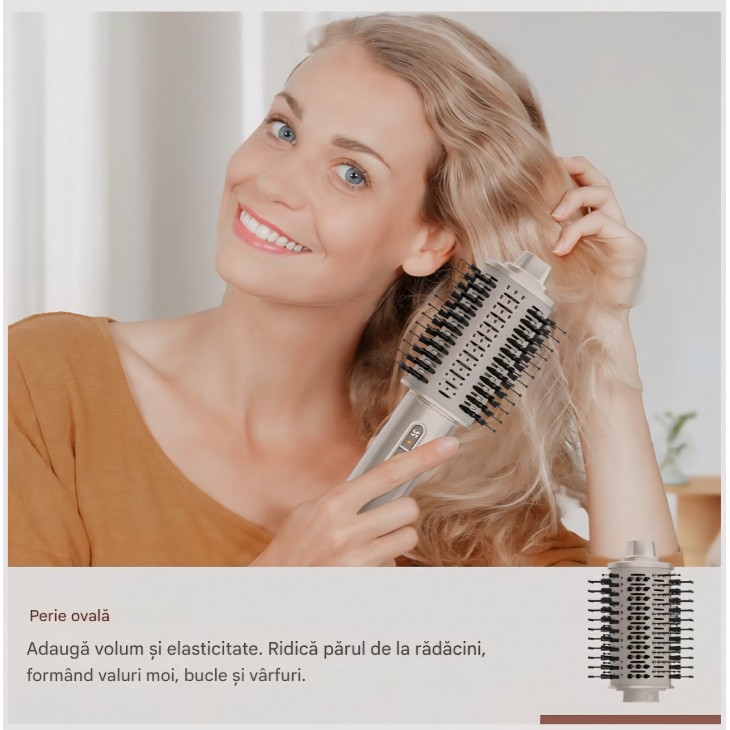 Aparat de Coafat 7MAGIC 7 in 1 Airstyler 1400W, Uscator de Par cu Ioni, Perie Rotativa, Efect Coanda, Uscare Rapida, Volum, Indreptare si Ondulare, Geanta de Calatorie, Auriu, livrare 7-9 zile
