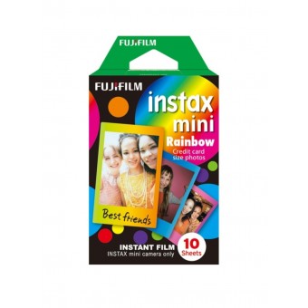 Film instant Fujiflm Mini Rainbow, compatibil camera instant Popoto M12, Fujifilm Instax Polaroid, 62 x 46 mm, 10 bucati