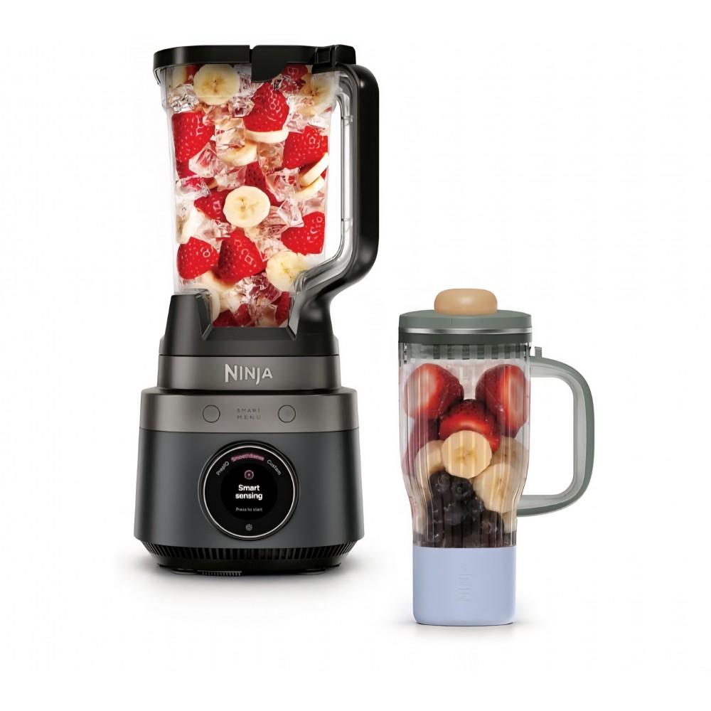 Blender Ninja CrushBOSS LB301EUBK 2-in-1, 1200 W, SmoothSense, 3 Programe Inteligente, Recipient XL 2,1 L si BlendBOSS Cup 710 ml, Onyx