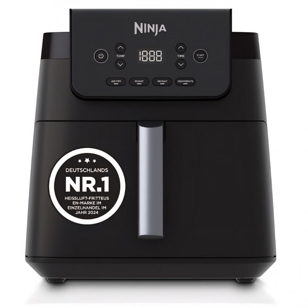 Air Fryer, Ninja AF170EU, 6,2 L, 4 functii de gatire, sertar XL patrat, antiaderent, lavabil in masina de spalat vase, Black