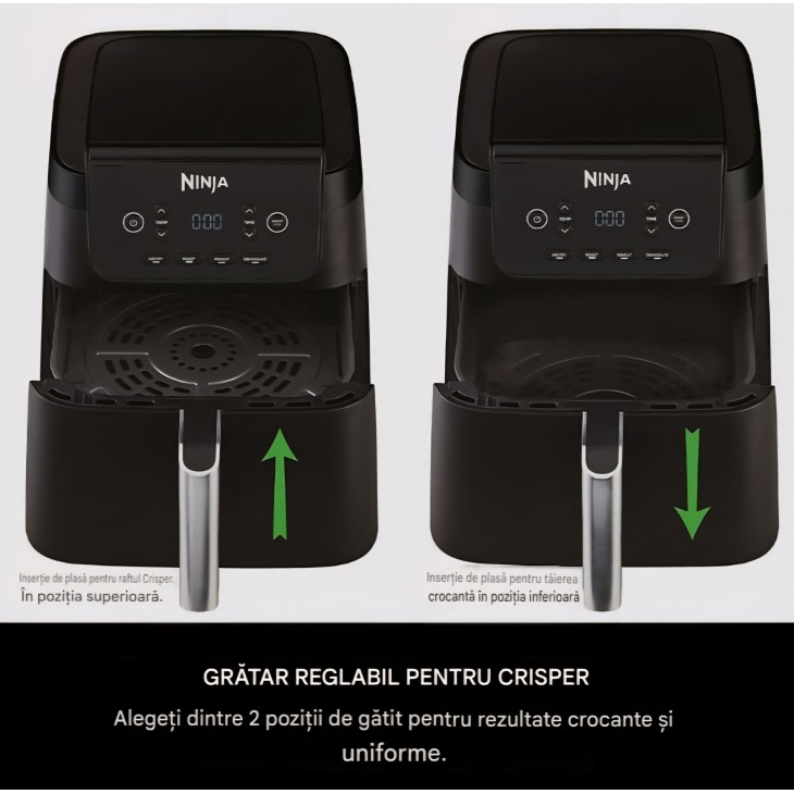 Air Fryer, Ninja AF170EU, 6,2 L, 4 functii de gatire, sertar XL patrat, antiaderent, lavabil in masina de spalat vase, Black