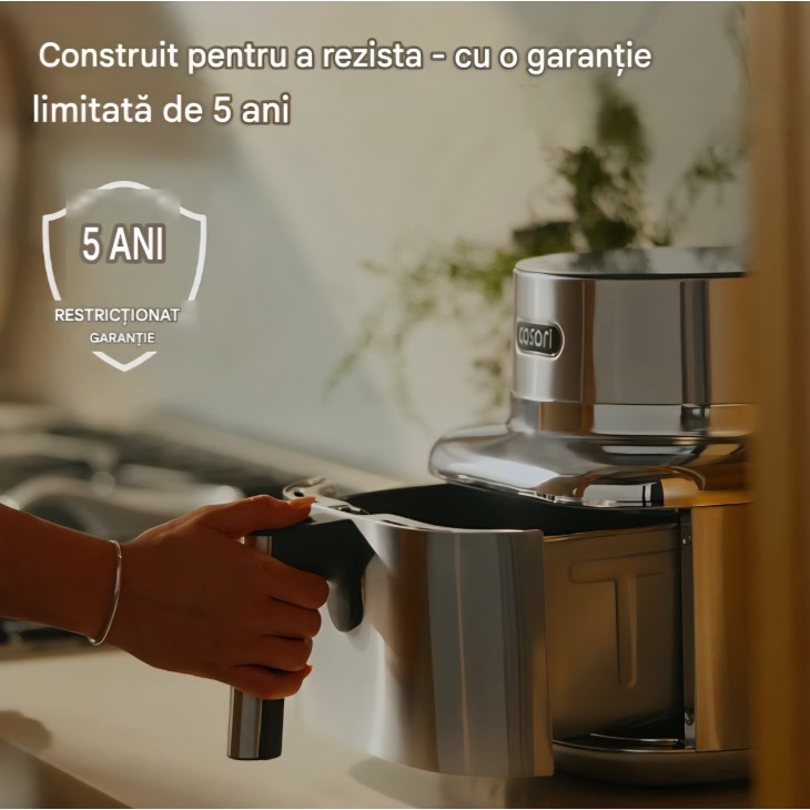 Air Fryer, COSORI Iconic Single, 7-in-1, 6,2 L, 96% metal, acoperire ceramica fara PFAS, 50+ retete, Silver