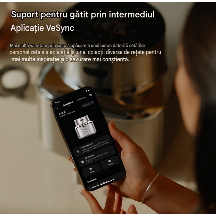 Air Fryer, COSORI Iconic Single, 7-in-1, 6,2 L, 96% metal, acoperire ceramica fara PFAS, 50+ retete, Silver