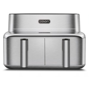 Air Fryer, COSORI Iconic Dual, 7-in-1, 8,6 L, 94% metal, 2 compartimente, acoperire ceramica fara PFAS, Silver