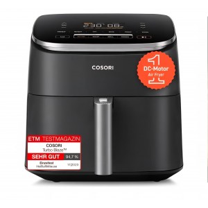 Air Fryer, COSORI TurboBlaze, 9-in-1, 6 L XXL, motor DC silent cu 5 viteze ventilator, Roast, Grill, Bake, Proof, Dehydrate, Frozen, Black