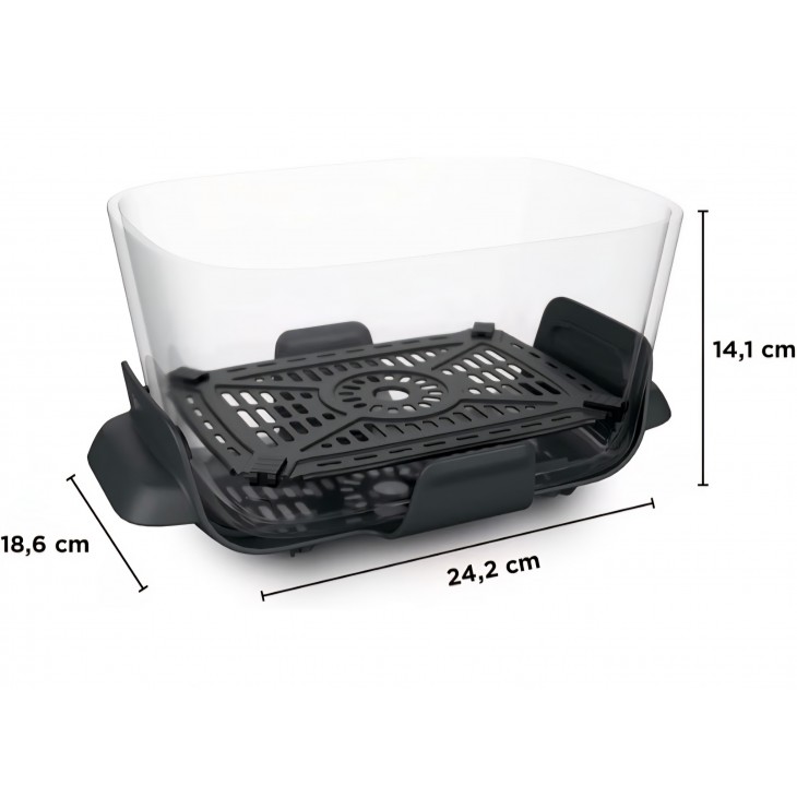 Air Fryer, Ninja CRISPi DualZone DD103EUSD1, 2 compartimente din sticla, 8 functii, gatire simultana, recipiente din sticla fara PFAS, Stone Gold