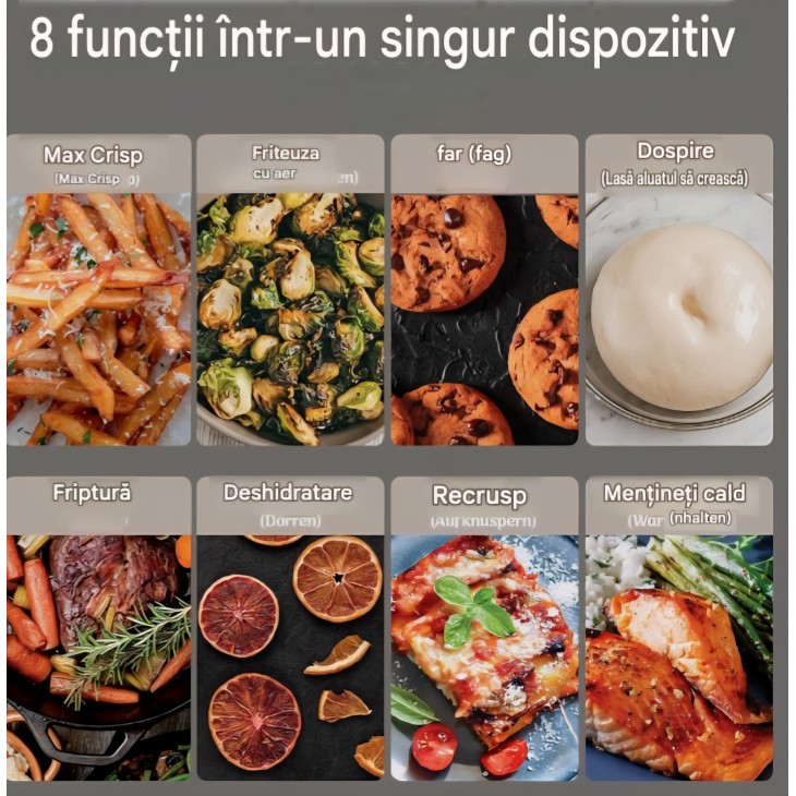 Air Fryer, Ninja CRISPi DualZone DD103EUSD1, 2 compartimente din sticla, 8 functii, gatire simultana, recipiente din sticla fara PFAS, Stone Gold