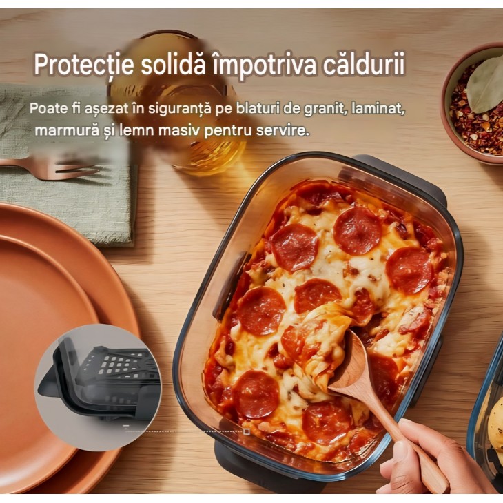 Air Fryer, Ninja CRISPi DualZone DD103EUSD1, 2 compartimente din sticla, 8 functii, gatire simultana, recipiente din sticla fara PFAS, Stone Gold