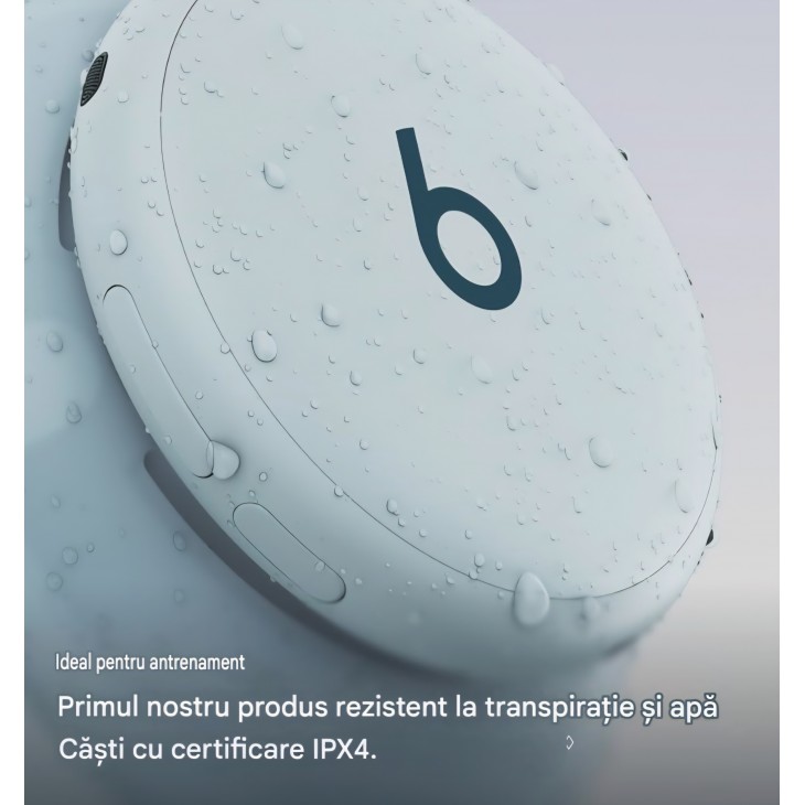 Casti wireless Over-Ear, Beats 360, Noise Cancelling, rezistente la apa si transpiratie, perne interschimbabile, Sky Blue
