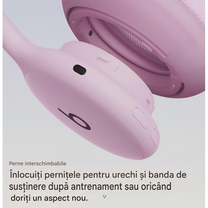 Casti wireless Over-Ear, Beats 360, Noise Cancelling, rezistente la apa si transpiratie, perne interschimbabile, Roz