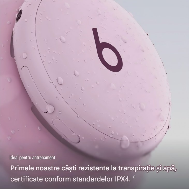 Casti wireless Over-Ear, Beats 360, Noise Cancelling, rezistente la apa si transpiratie, perne interschimbabile, Roz