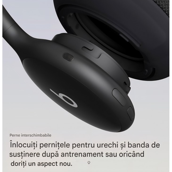 Casti wireless Over-Ear, Beats 360, Noise Cancelling, rezistente la apa si transpiratie, perne interschimbabile, Negru