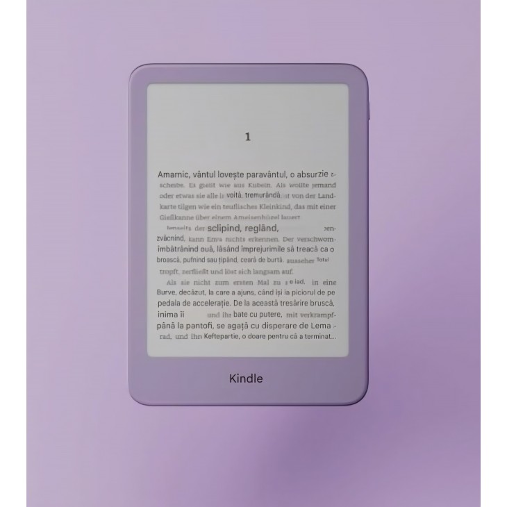 E-Reader, Amazon Kindle 16GB, generatie noua, ecran 6 inch, mai subtire si mai usor, fara reclame, Mov