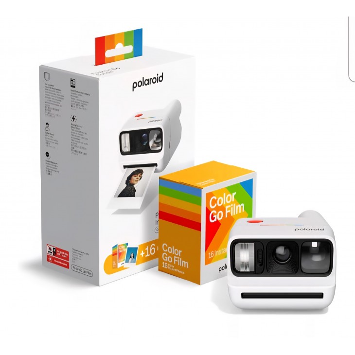 Aparat foto instant, Polaroid Go Gen 3, format compact, film color inclus pentru 16 fotografii, White