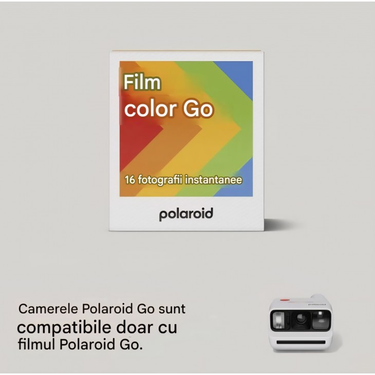 Aparat foto instant, Polaroid Go Gen 3, format compact, film color inclus pentru 16 fotografii, White