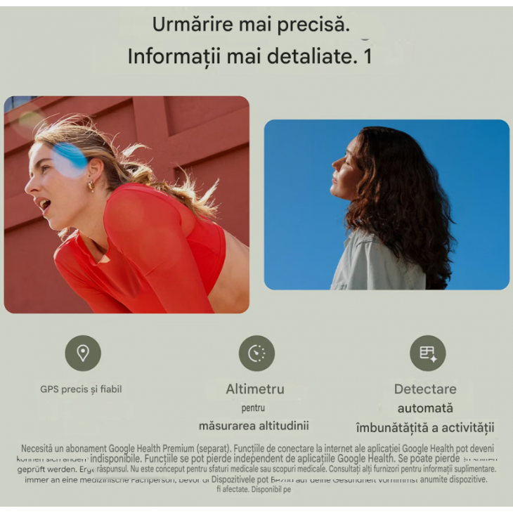 Bratara fitness, Google Fitbit Edge, monitorizare sanatate si activitate, analiza somnului, ecran elegant, incarcare rapida, compatibila Android si iOS, Matte Black