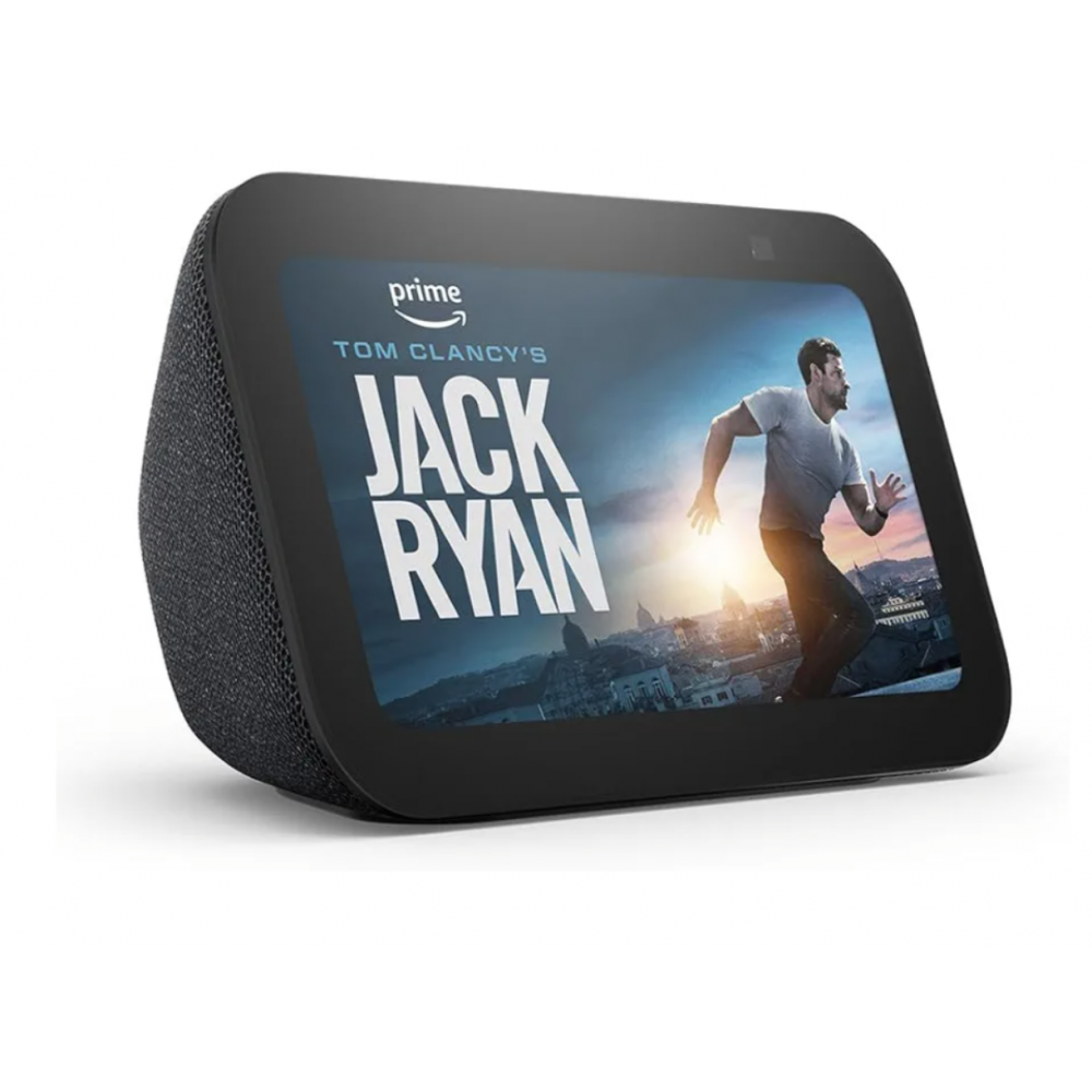 Display inteligent cu ceas desteptator, Amazon Echo Show 5, generatie noua, ecran tactil, sunet imbunatatit, asistenta Alexa, International Version, Charcoal