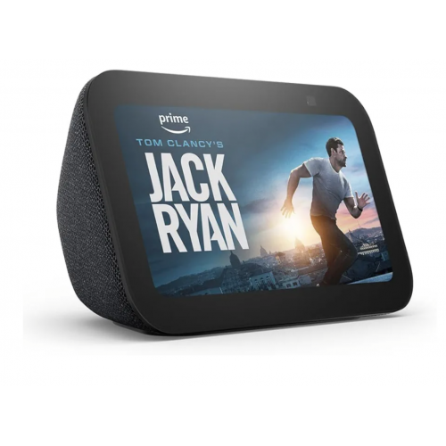 Display inteligent cu ceas desteptator, Amazon Echo Show 5, generatie noua, ecran tactil, sunet imbunatatit, asistenta Alexa, International Version, Charcoal