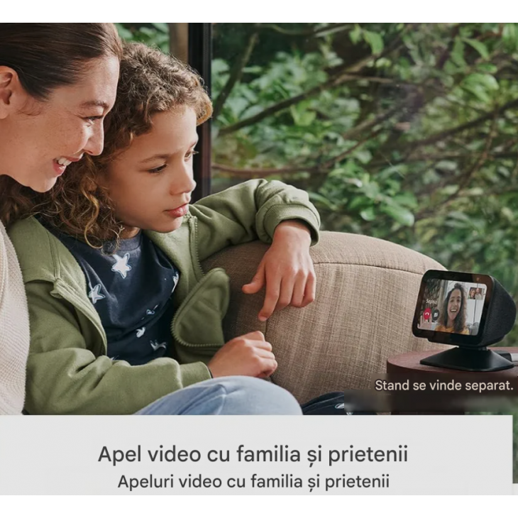 Display inteligent cu ceas desteptator, Amazon Echo Show 5, generatie noua, ecran tactil, sunet imbunatatit, asistenta Alexa, International Version, Charcoal