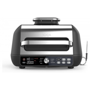 Grill electric si friteuza cu aer cald, Ninja Foodi MAX PRO AG651EU, 3,8 L, 7-in-1, senzor digital de temperatura, functii Grill, Plancha si Air Fry, Silver/Black
