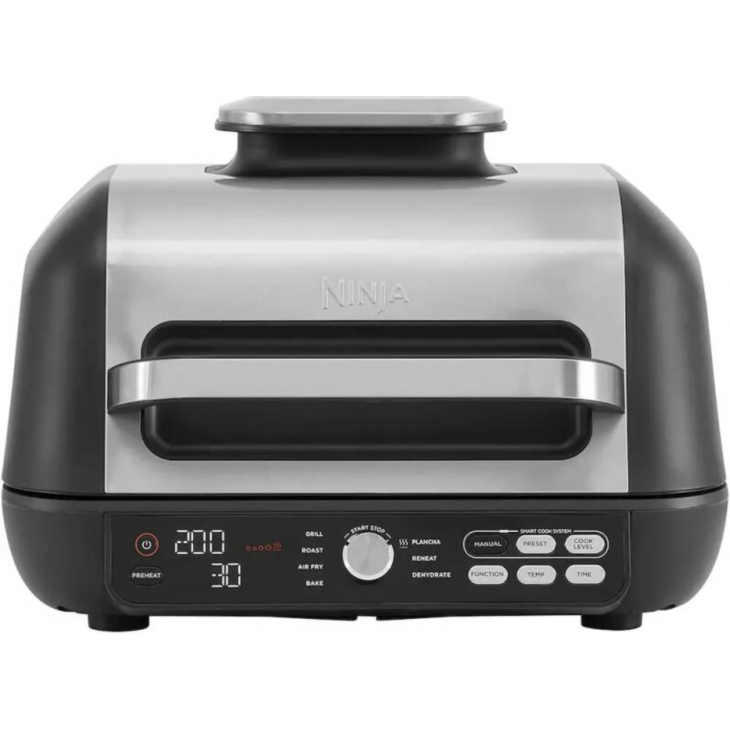 Grill electric si friteuza cu aer cald, Ninja Foodi MAX PRO AG651EU, 3,8 L, 7-in-1, senzor digital de temperatura, functii Grill, Plancha si Air Fry, Silver/Black